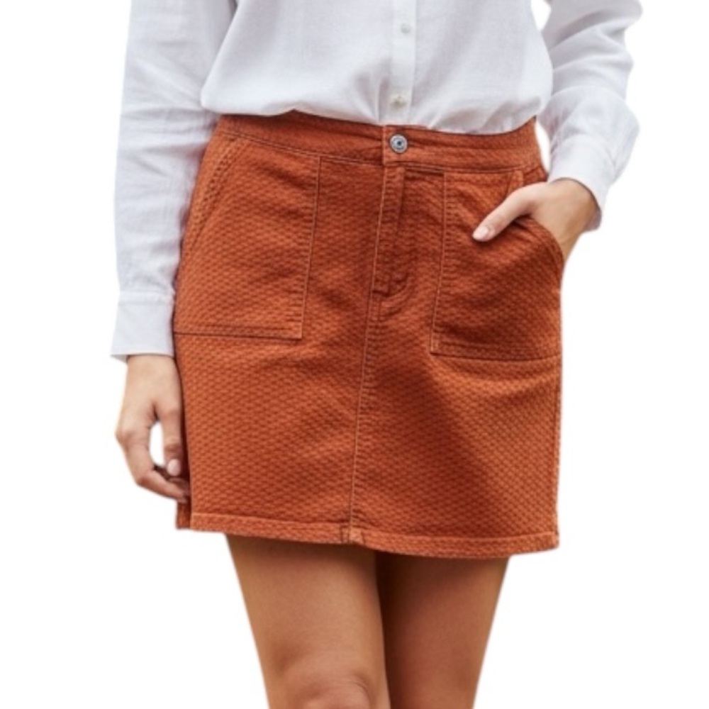 prAna Mini Skirt Size 4 Rust Orange Textured Stretch Casual - Picture 1 of 7